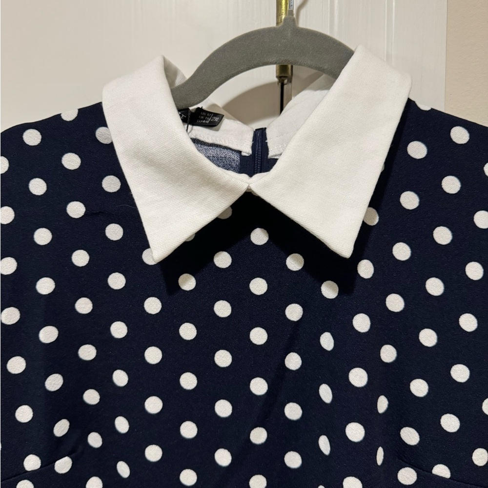 Homeyee navy and white polka dot dress. NWT - Picture 2 of 8